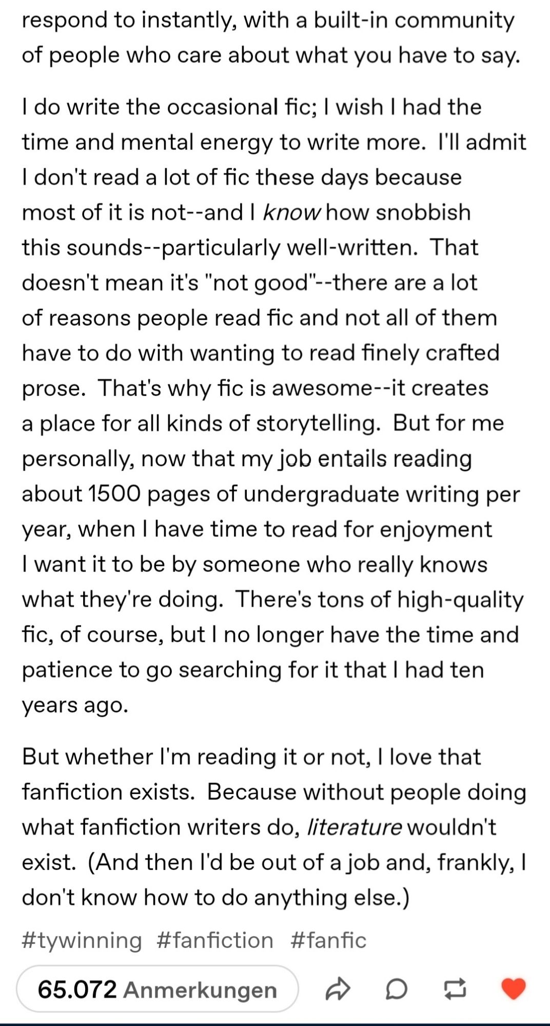 Fanfiction – die literaturwissenschaftliche Perspektive. Ein Post von tumblr-User inkandcayenne